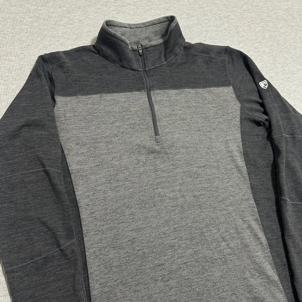 KUHL Interceptr 1/4 Zip Fleece Pullover Gray Colorblock Sweater Mens Size Medium